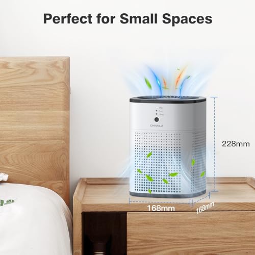 2 Pack CHIVALZ Air Purifiers for Bedroom, Air Purifiers for Home Bedroom, Quiet Air Cleaner with 24dB Sleep Mode, H13 HEPA Filter for Pet, White & Black