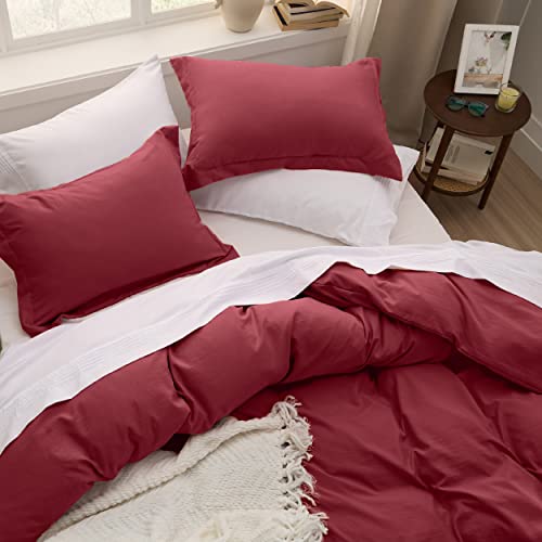 Bedsure White Duvet Cover Queen Size - Soft Prewashed Queen Duvet Cover Set, 3 Pieces, 1 Duvet Cover 90x90 Inches with Zipper Closure and 2 Pillow Shams, Comforter Not Included