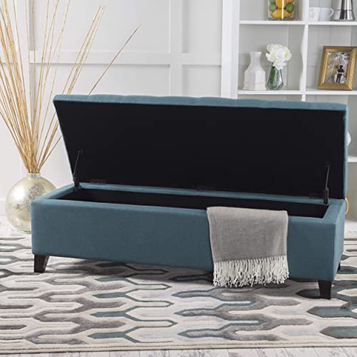 Christopher Knight Home Mission Fabric Storage Ottoman, Dark Teal Dimensions: 19.25”D x 50.75”W x 16.25”H