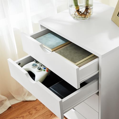 5-Drawers Wood Mobile File Cabinet Under Desk Chest of Shelf, Open Storage Organizer Small Dressers for Home Office, Black