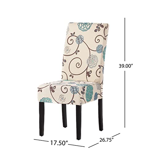 Christopher Knight Home Pertica Fabric Dining Chairs, 2-Pcs Set, Polyester White And Blue Floral