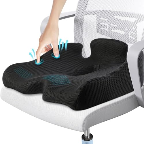 Benazcap X Large Memory Seat Cushion for Office Chair Pressure Relief Sciatica & Tailbone Pain Relief Memory Foam Firm Coccyx Pad for Long Sitting, for Office Chair, Gaming Chair and Car Seat Upgrade