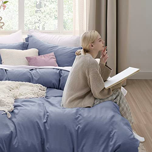 Bedsure White Duvet Cover Queen Size - Soft Prewashed Queen Duvet Cover Set, 3 Pieces, 1 Duvet Cover 90x90 Inches with Zipper Closure and 2 Pillow Shams, Comforter Not Included