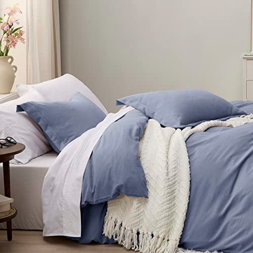 Bedsure White Duvet Cover Queen Size - Soft Prewashed Queen Duvet Cover Set, 3 Pieces, 1 Duvet Cover 90x90 Inches with Zipper Closure and 2 Pillow Shams, Comforter Not Included