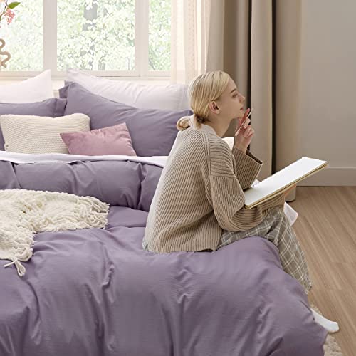 Bedsure White Duvet Cover Queen Size - Soft Prewashed Queen Duvet Cover Set, 3 Pieces, 1 Duvet Cover 90x90 Inches with Zipper Closure and 2 Pillow Shams, Comforter Not Included