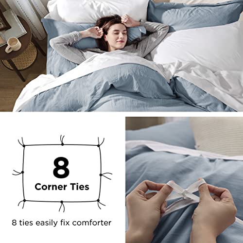 Bedsure White Duvet Cover Queen Size - Soft Prewashed Queen Duvet Cover Set, 3 Pieces, 1 Duvet Cover 90x90 Inches with Zipper Closure and 2 Pillow Shams, Comforter Not Included