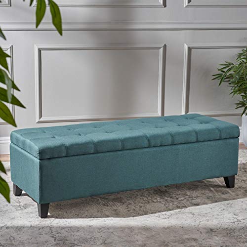 Christopher Knight Home Mission Fabric Storage Ottoman, Dark Teal Dimensions: 19.25”D x 50.75”W x 16.25”H