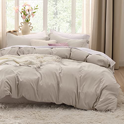 Bedsure White Duvet Cover Queen Size - Soft Prewashed Queen Duvet Cover Set, 3 Pieces, 1 Duvet Cover 90x90 Inches with Zipper Closure and 2 Pillow Shams, Comforter Not Included