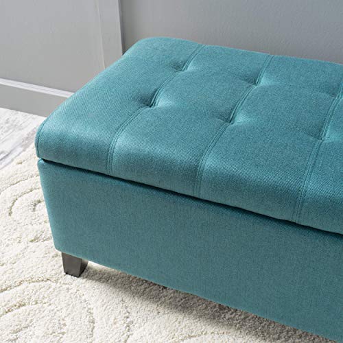 Christopher Knight Home Mission Fabric Storage Ottoman, Dark Teal Dimensions: 19.25”D x 50.75”W x 16.25”H