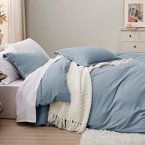 Bedsure White Duvet Cover Queen Size - Soft Prewashed Queen Duvet Cover Set, 3 Pieces, 1 Duvet Cover 90x90 Inches with Zipper Closure and 2 Pillow Shams, Comforter Not Included