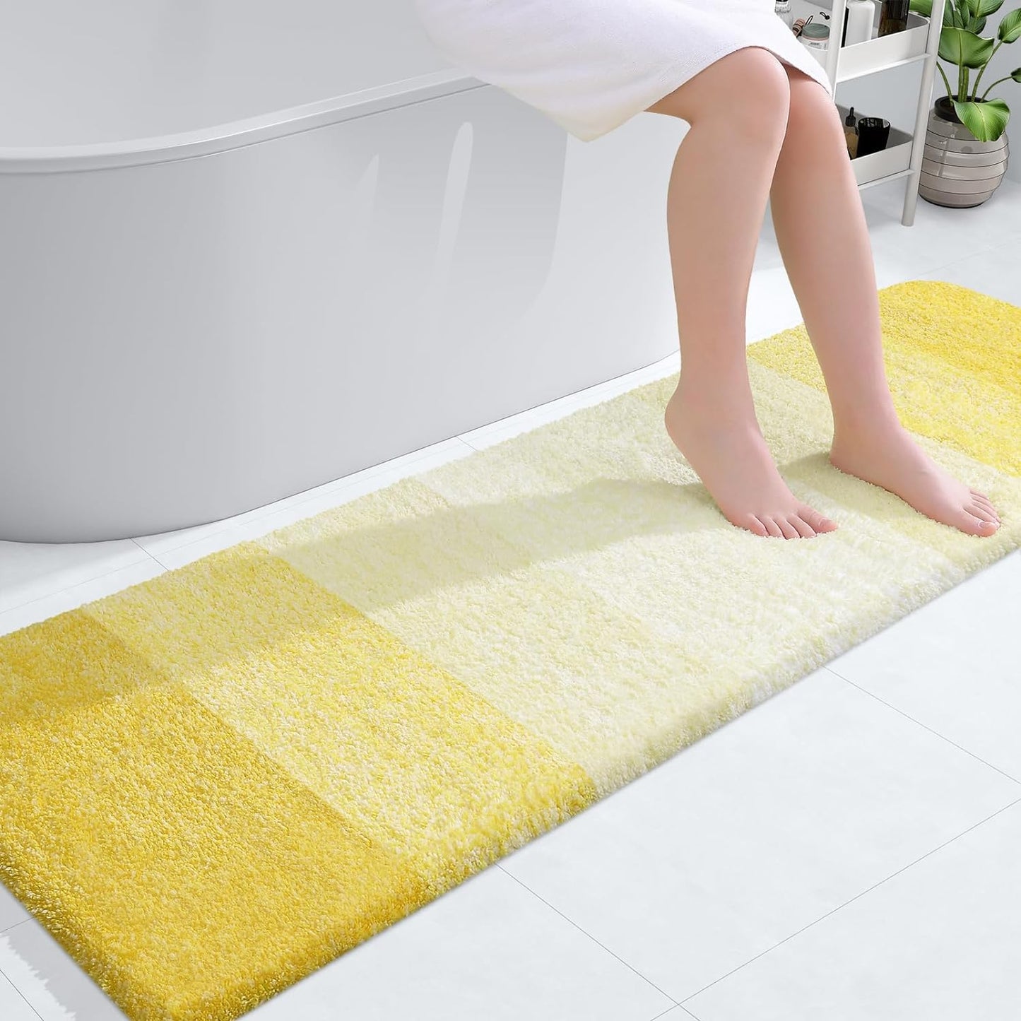 OLANLY Luxury Bathroom Rug Mat 36x24, Extra Soft and Absorbent Microfiber Bath Rugs, Non-Slip Plush Shaggy Bath Carpet, Machine Wash Dry, Bath Mats for Bathroom Floor, Tub and Shower, Blue