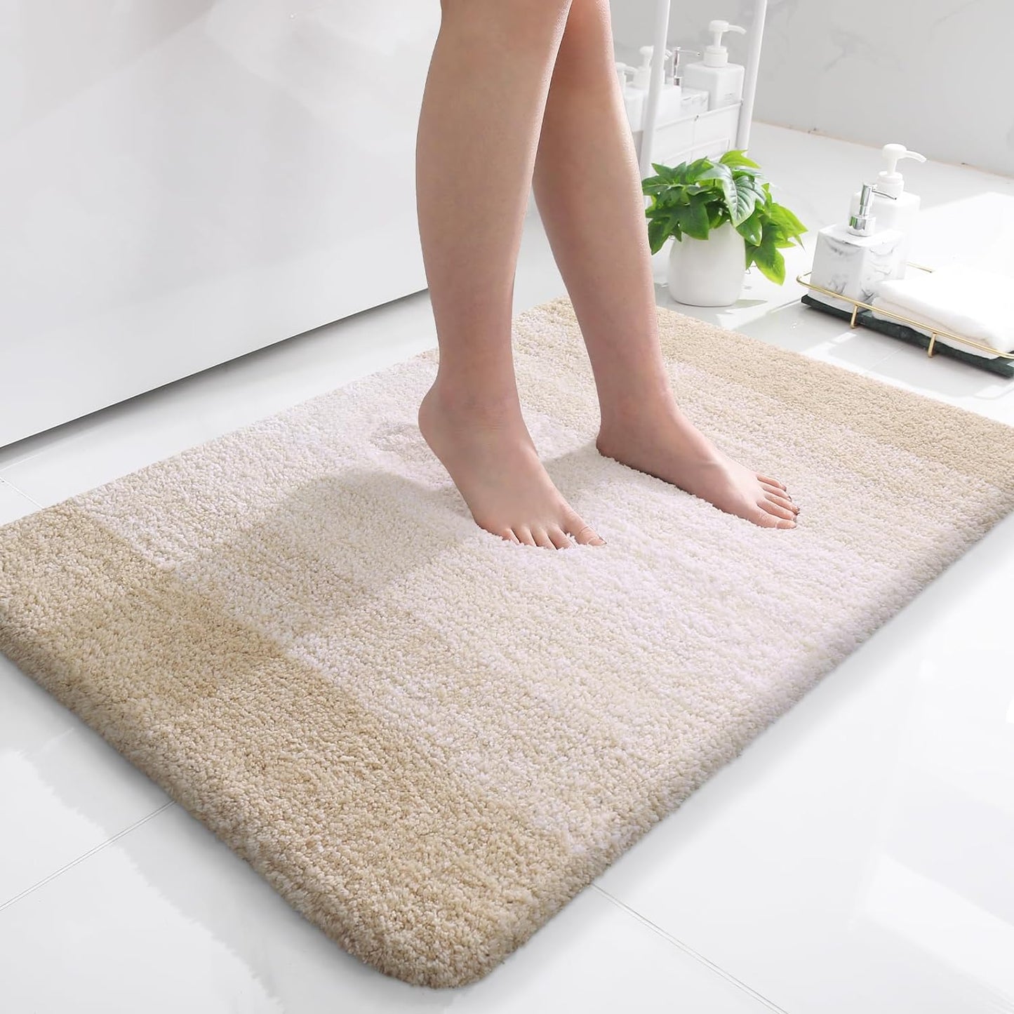 OLANLY Luxury Bathroom Rug Mat 36x24, Extra Soft and Absorbent Microfiber Bath Rugs, Non-Slip Plush Shaggy Bath Carpet, Machine Wash Dry, Bath Mats for Bathroom Floor, Tub and Shower, Blue