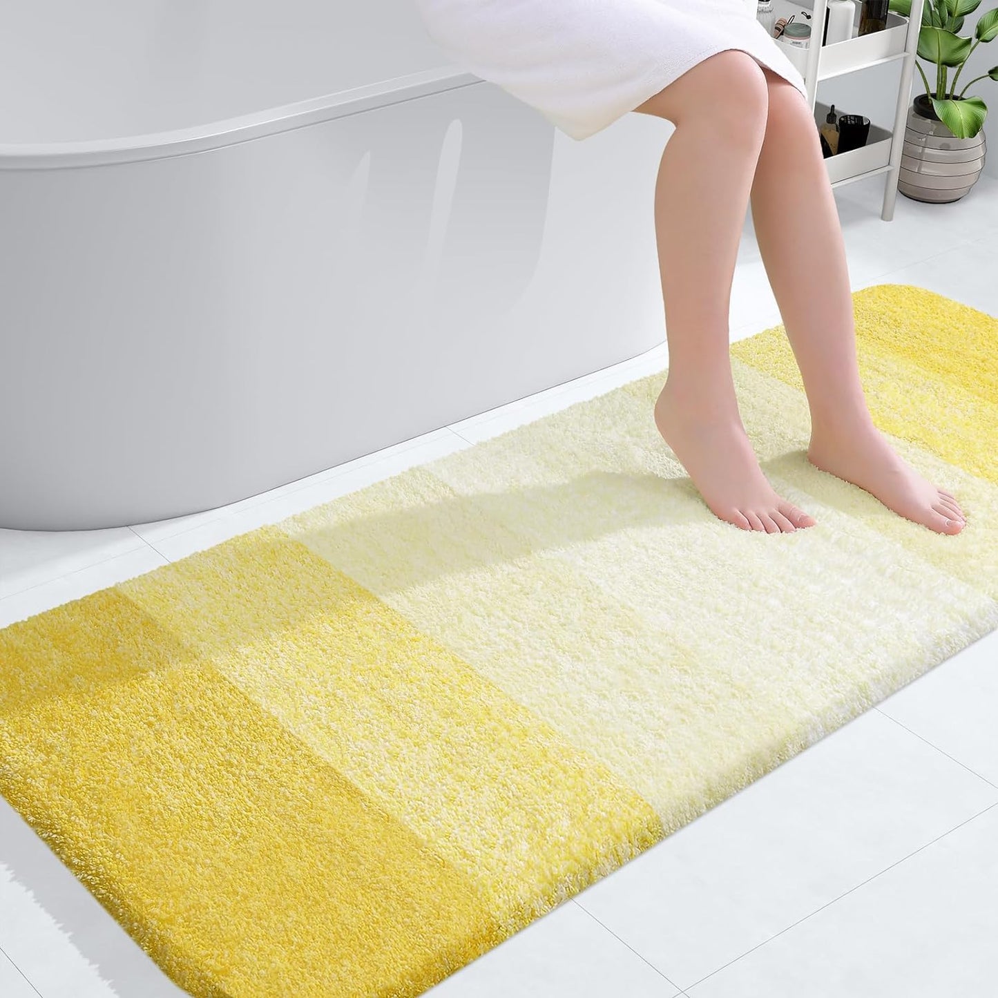 OLANLY Luxury Bathroom Rug Mat 36x24, Extra Soft and Absorbent Microfiber Bath Rugs, Non-Slip Plush Shaggy Bath Carpet, Machine Wash Dry, Bath Mats for Bathroom Floor, Tub and Shower, Blue