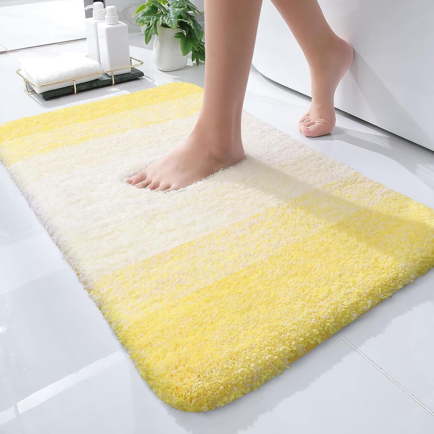 OLANLY Luxury Bathroom Rug Mat 36x24, Extra Soft and Absorbent Microfiber Bath Rugs, Non-Slip Plush Shaggy Bath Carpet, Machine Wash Dry, Bath Mats for Bathroom Floor, Tub and Shower, Blue