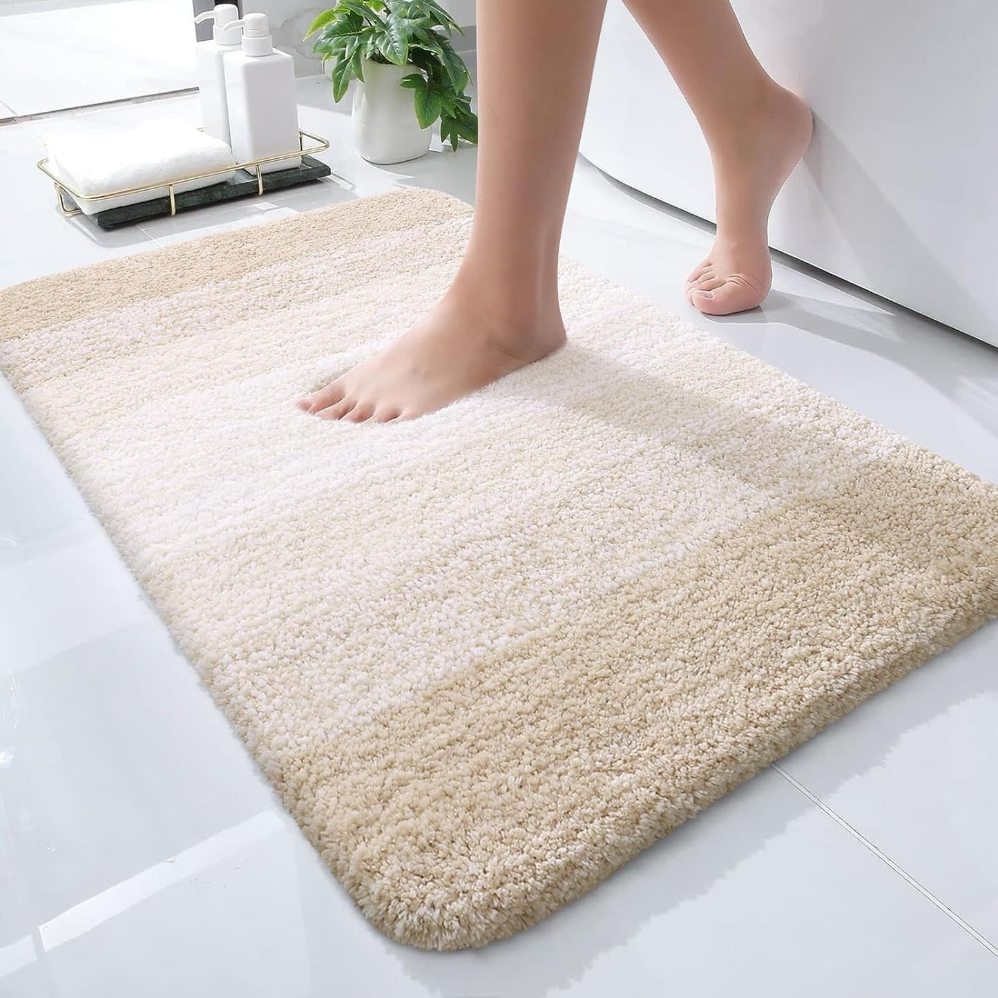 OLANLY Luxury Bathroom Rug Mat 36x24, Extra Soft and Absorbent Microfiber Bath Rugs, Non-Slip Plush Shaggy Bath Carpet, Machine Wash Dry, Bath Mats for Bathroom Floor, Tub and Shower, Blue