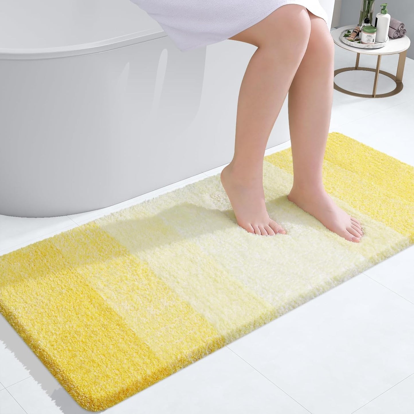 OLANLY Luxury Bathroom Rug Mat 36x24, Extra Soft and Absorbent Microfiber Bath Rugs, Non-Slip Plush Shaggy Bath Carpet, Machine Wash Dry, Bath Mats for Bathroom Floor, Tub and Shower, Blue