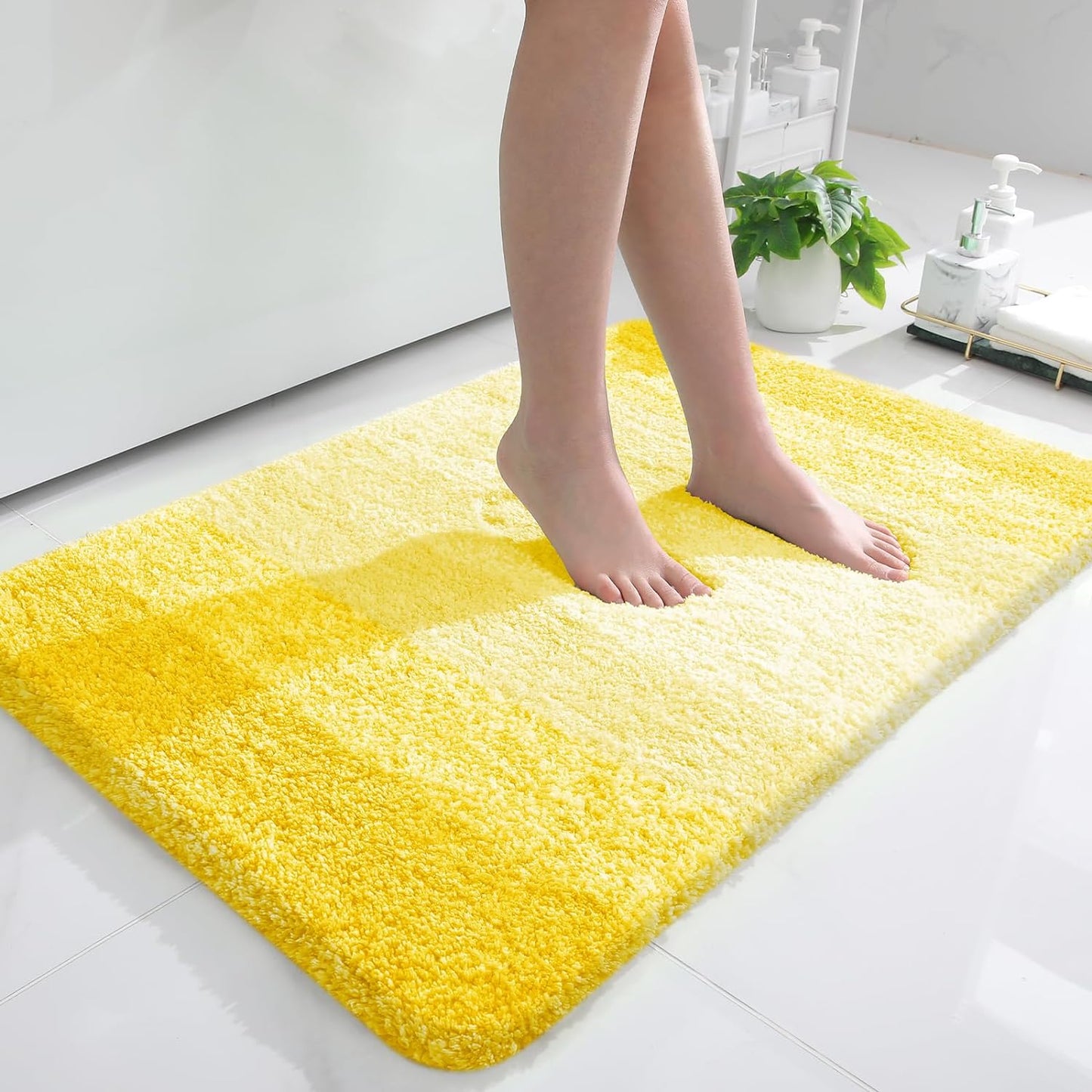 OLANLY Luxury Bathroom Rug Mat 36x24, Extra Soft and Absorbent Microfiber Bath Rugs, Non-Slip Plush Shaggy Bath Carpet, Machine Wash Dry, Bath Mats for Bathroom Floor, Tub and Shower, Blue