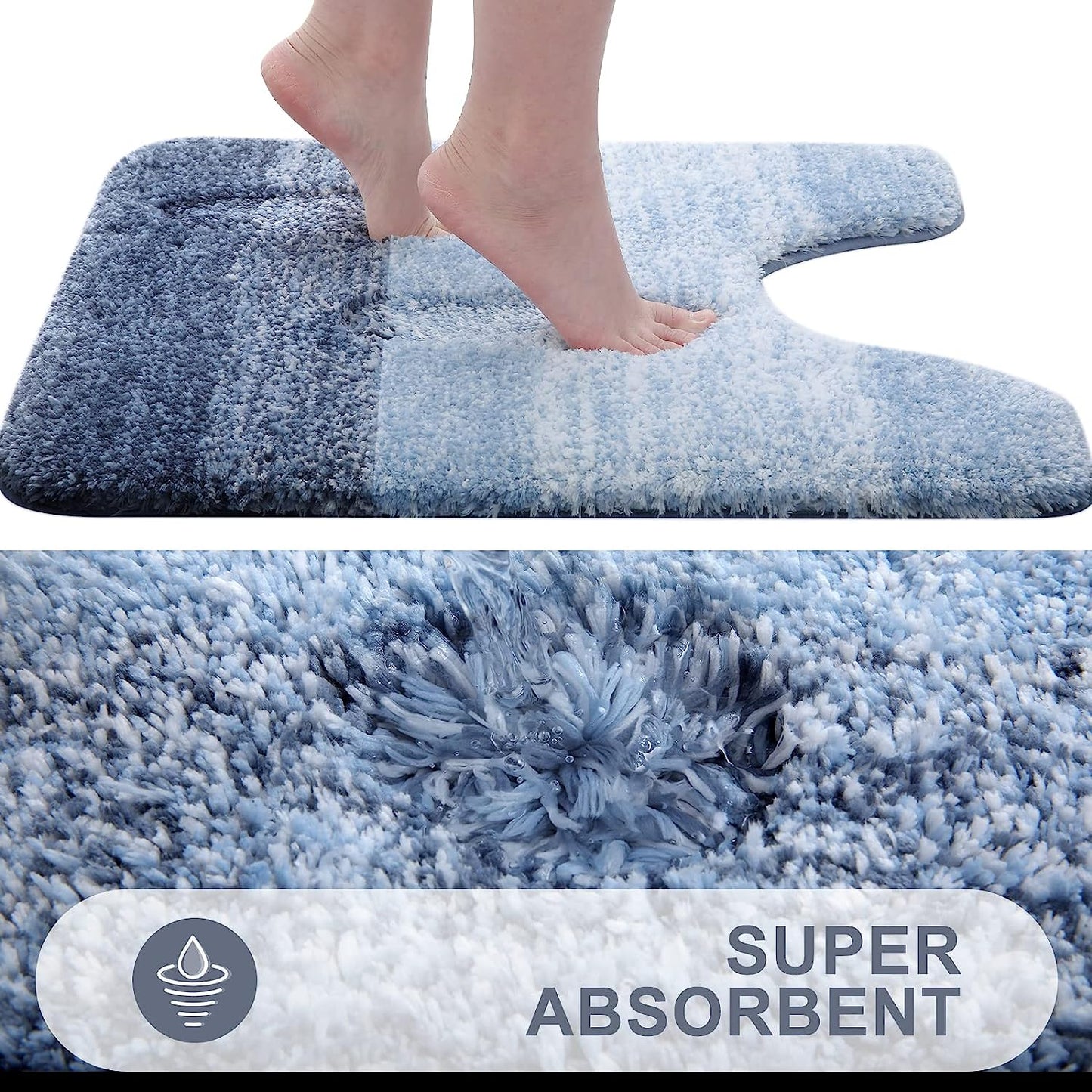 OLANLY Luxury Bathroom Rug Mat 36x24, Extra Soft and Absorbent Microfiber Bath Rugs, Non-Slip Plush Shaggy Bath Carpet, Machine Wash Dry, Bath Mats for Bathroom Floor, Tub and Shower, Blue