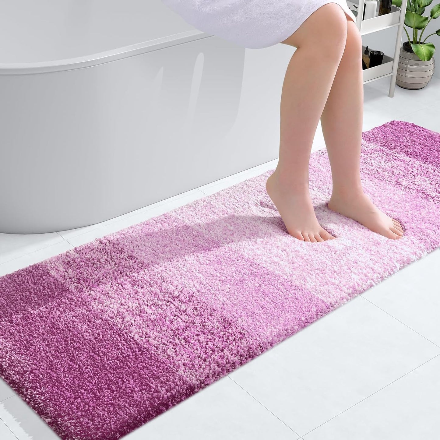 OLANLY Luxury Bathroom Rug Mat 36x24, Extra Soft and Absorbent Microfiber Bath Rugs, Non-Slip Plush Shaggy Bath Carpet, Machine Wash Dry, Bath Mats for Bathroom Floor, Tub and Shower, Blue