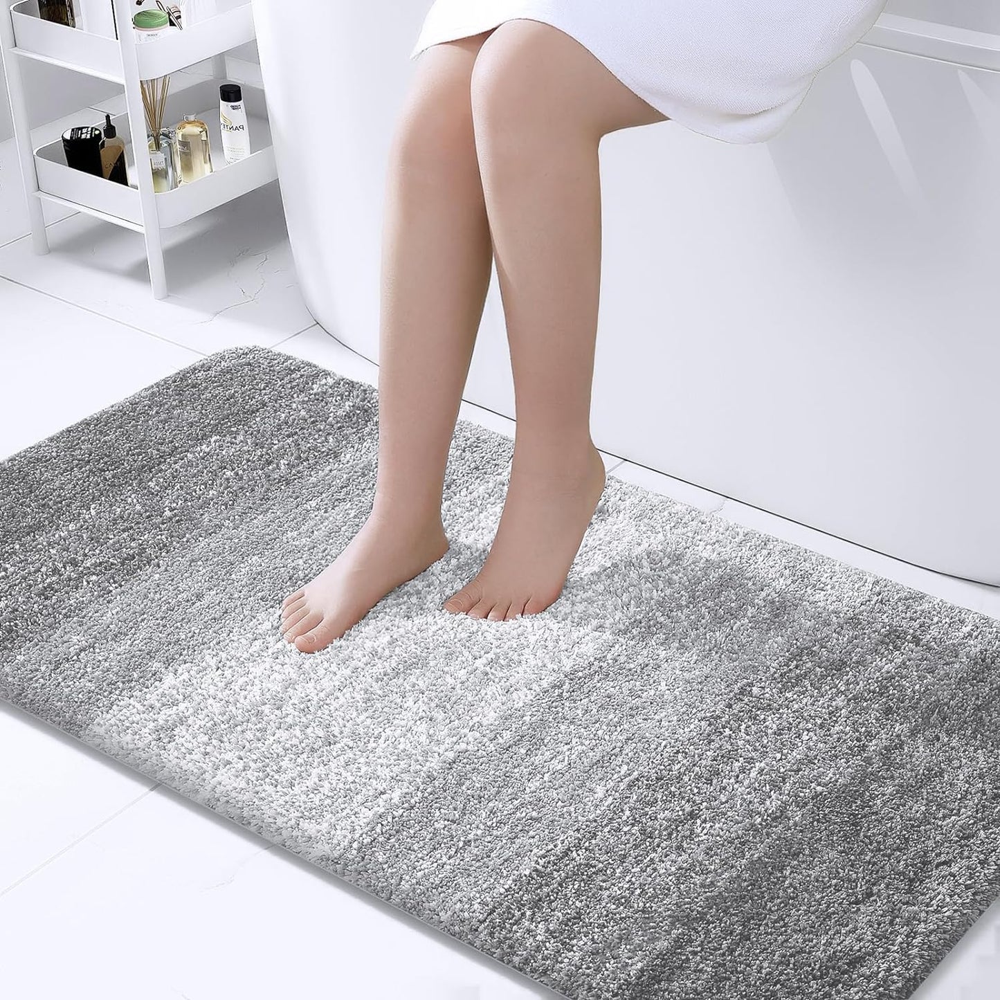 OLANLY Luxury Bathroom Rug Mat 36x24, Extra Soft and Absorbent Microfiber Bath Rugs, Non-Slip Plush Shaggy Bath Carpet, Machine Wash Dry, Bath Mats for Bathroom Floor, Tub and Shower, Blue