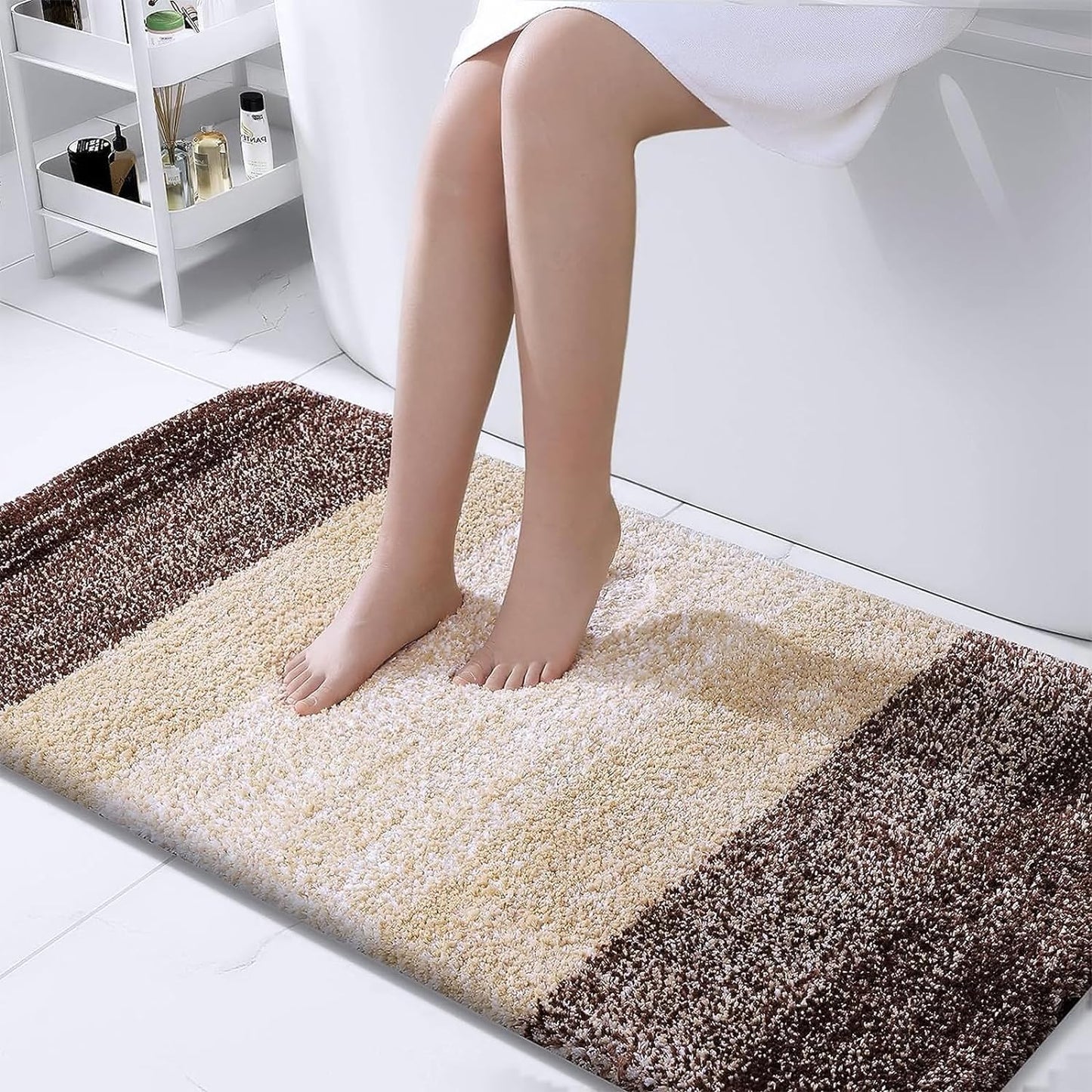 OLANLY Luxury Bathroom Rug Mat 36x24, Extra Soft and Absorbent Microfiber Bath Rugs, Non-Slip Plush Shaggy Bath Carpet, Machine Wash Dry, Bath Mats for Bathroom Floor, Tub and Shower, Blue