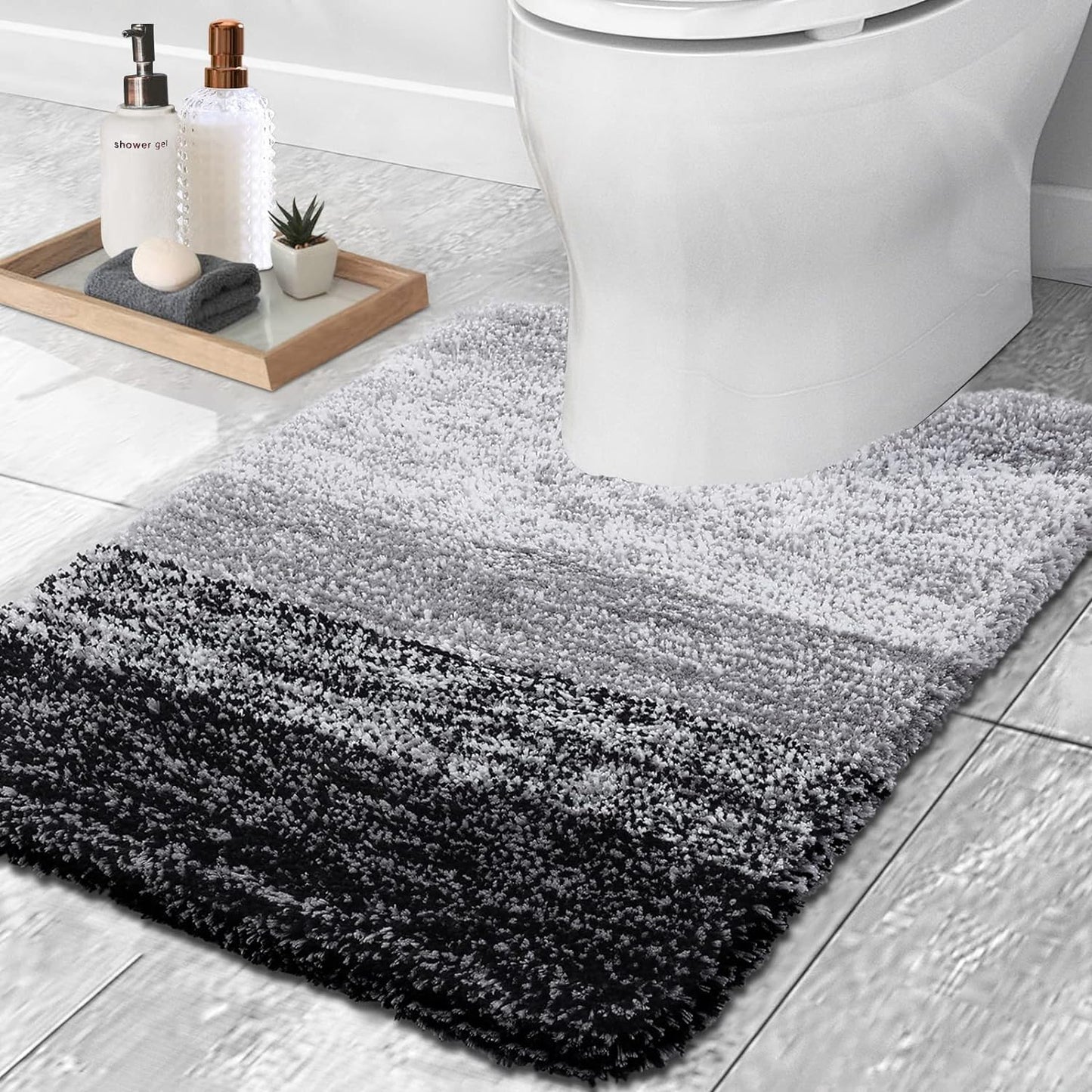 OLANLY Luxury Bathroom Rug Mat 36x24, Extra Soft and Absorbent Microfiber Bath Rugs, Non-Slip Plush Shaggy Bath Carpet, Machine Wash Dry, Bath Mats for Bathroom Floor, Tub and Shower, Blue