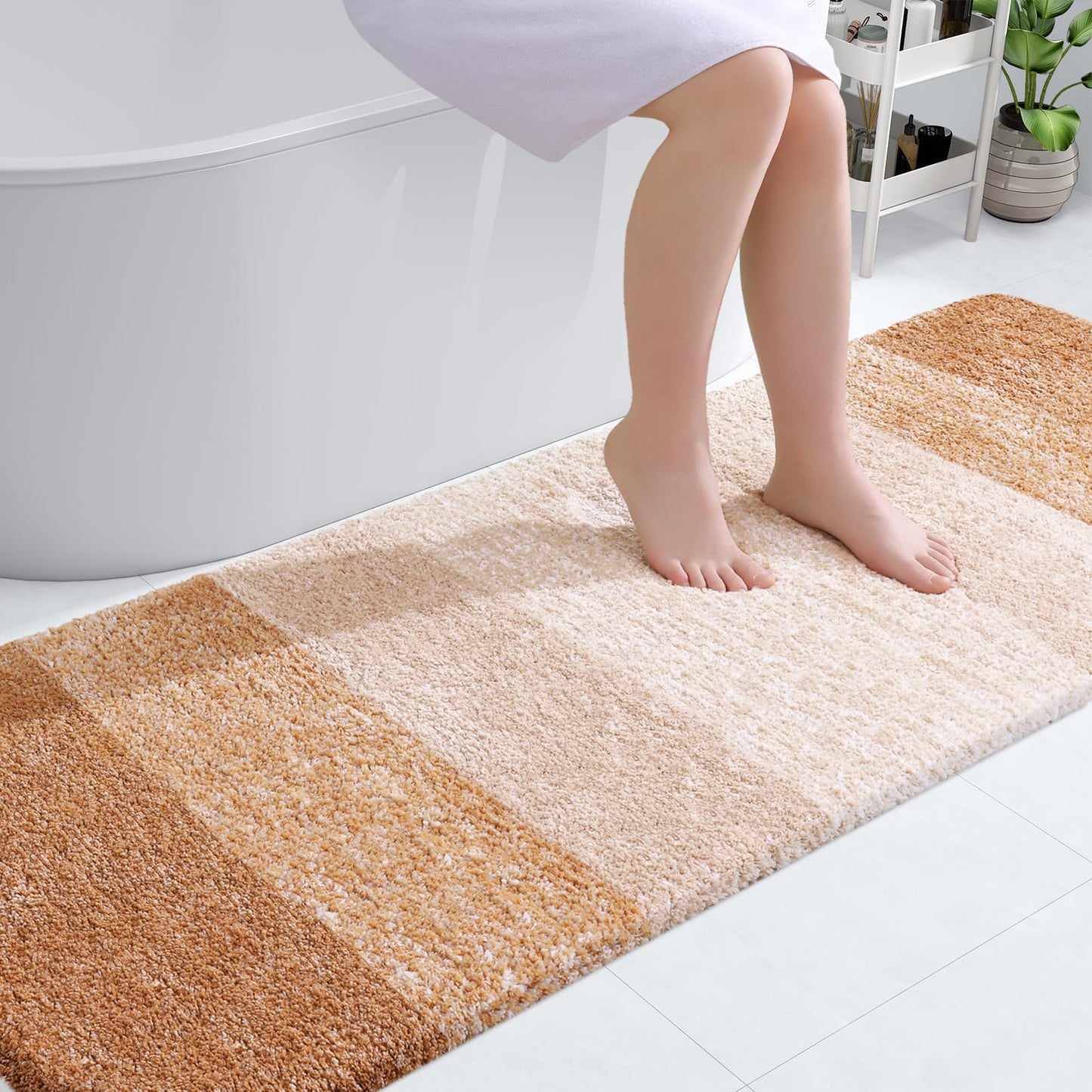 OLANLY Luxury Bathroom Rug Mat 36x24, Extra Soft and Absorbent Microfiber Bath Rugs, Non-Slip Plush Shaggy Bath Carpet, Machine Wash Dry, Bath Mats for Bathroom Floor, Tub and Shower, Blue