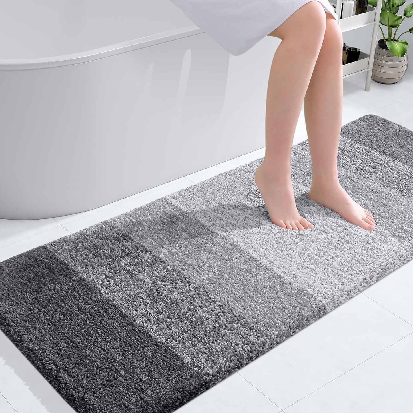 OLANLY Luxury Bathroom Rug Mat 36x24, Extra Soft and Absorbent Microfiber Bath Rugs, Non-Slip Plush Shaggy Bath Carpet, Machine Wash Dry, Bath Mats for Bathroom Floor, Tub and Shower, Blue