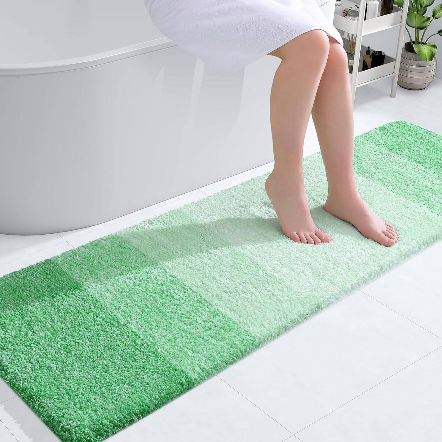 OLANLY Luxury Bathroom Rug Mat 36x24, Extra Soft and Absorbent Microfiber Bath Rugs, Non-Slip Plush Shaggy Bath Carpet, Machine Wash Dry, Bath Mats for Bathroom Floor, Tub and Shower, Blue