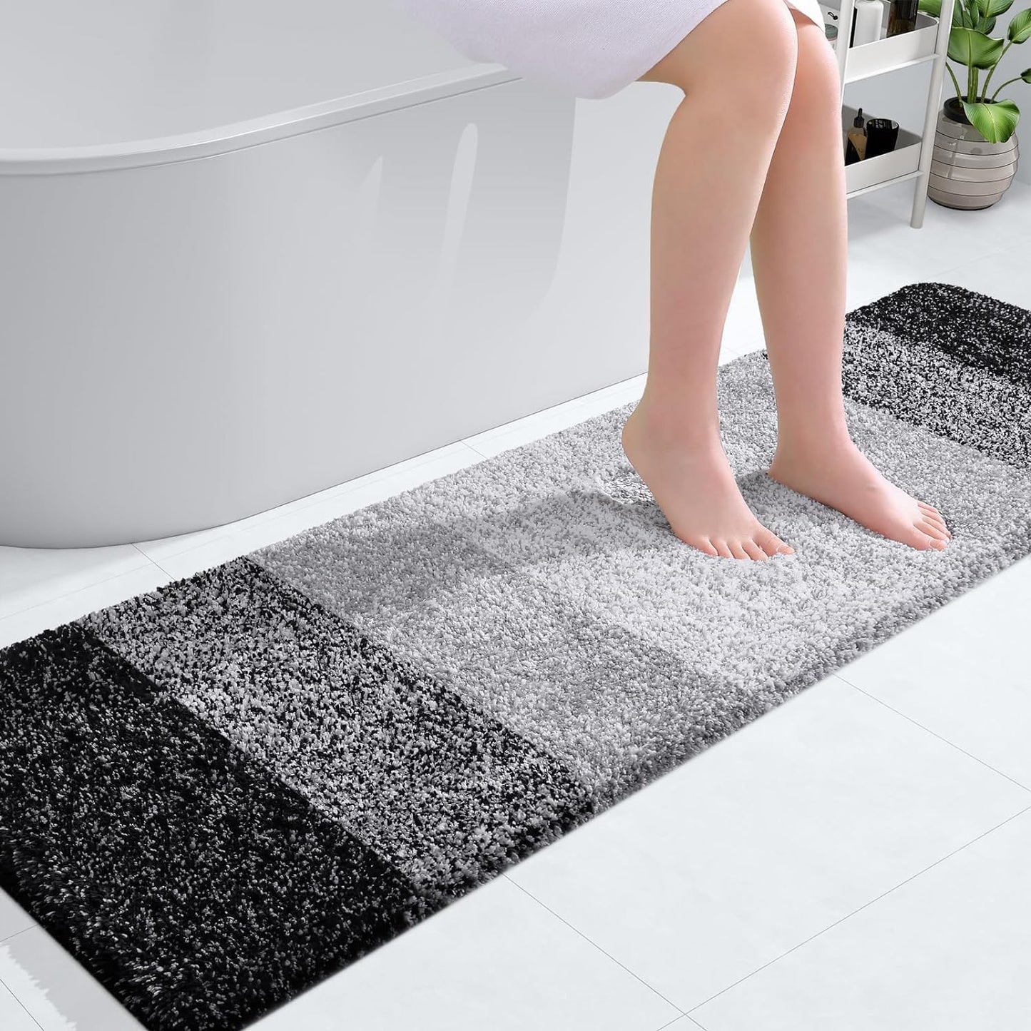 OLANLY Luxury Bathroom Rug Mat 36x24, Extra Soft and Absorbent Microfiber Bath Rugs, Non-Slip Plush Shaggy Bath Carpet, Machine Wash Dry, Bath Mats for Bathroom Floor, Tub and Shower, Blue