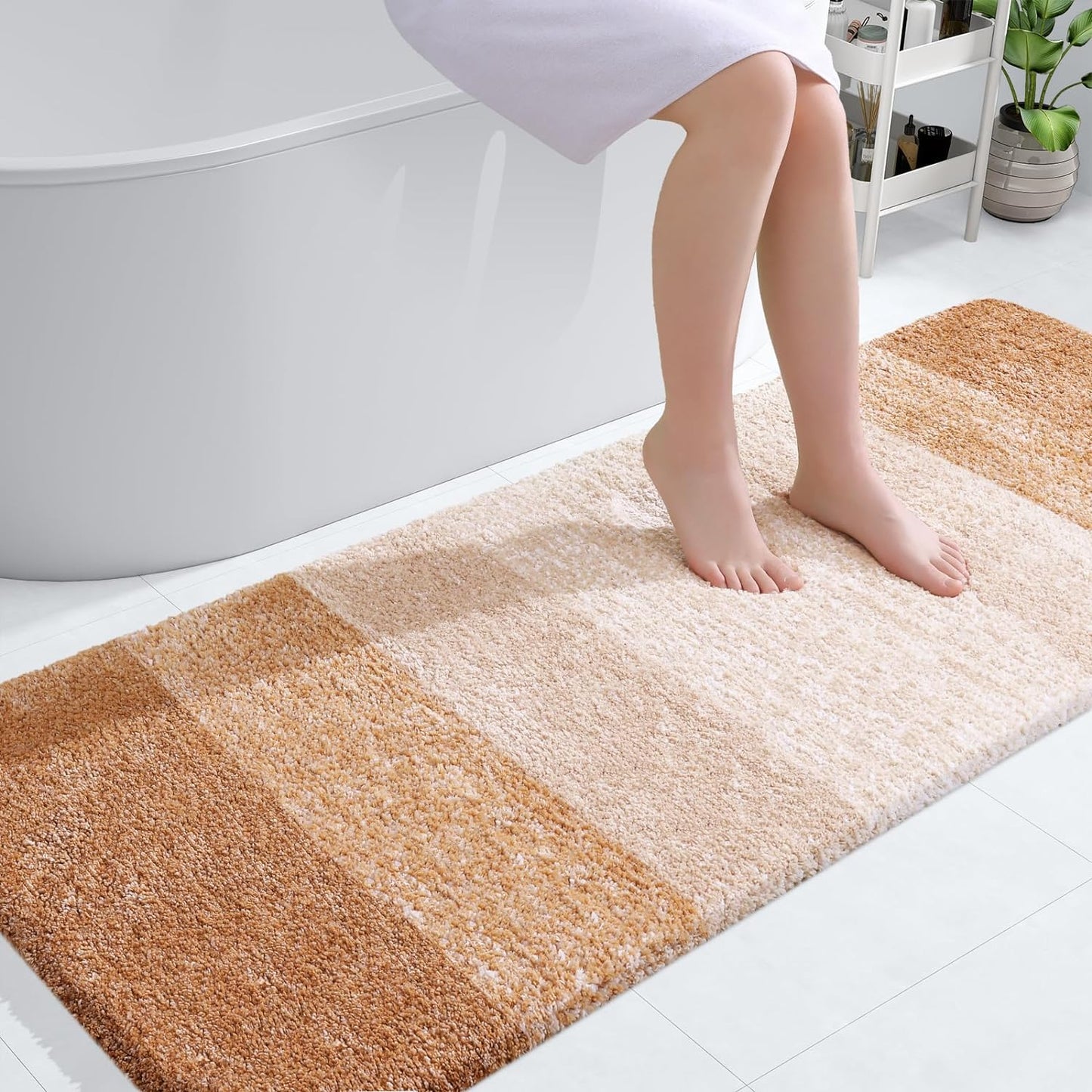 OLANLY Luxury Bathroom Rug Mat 36x24, Extra Soft and Absorbent Microfiber Bath Rugs, Non-Slip Plush Shaggy Bath Carpet, Machine Wash Dry, Bath Mats for Bathroom Floor, Tub and Shower, Blue