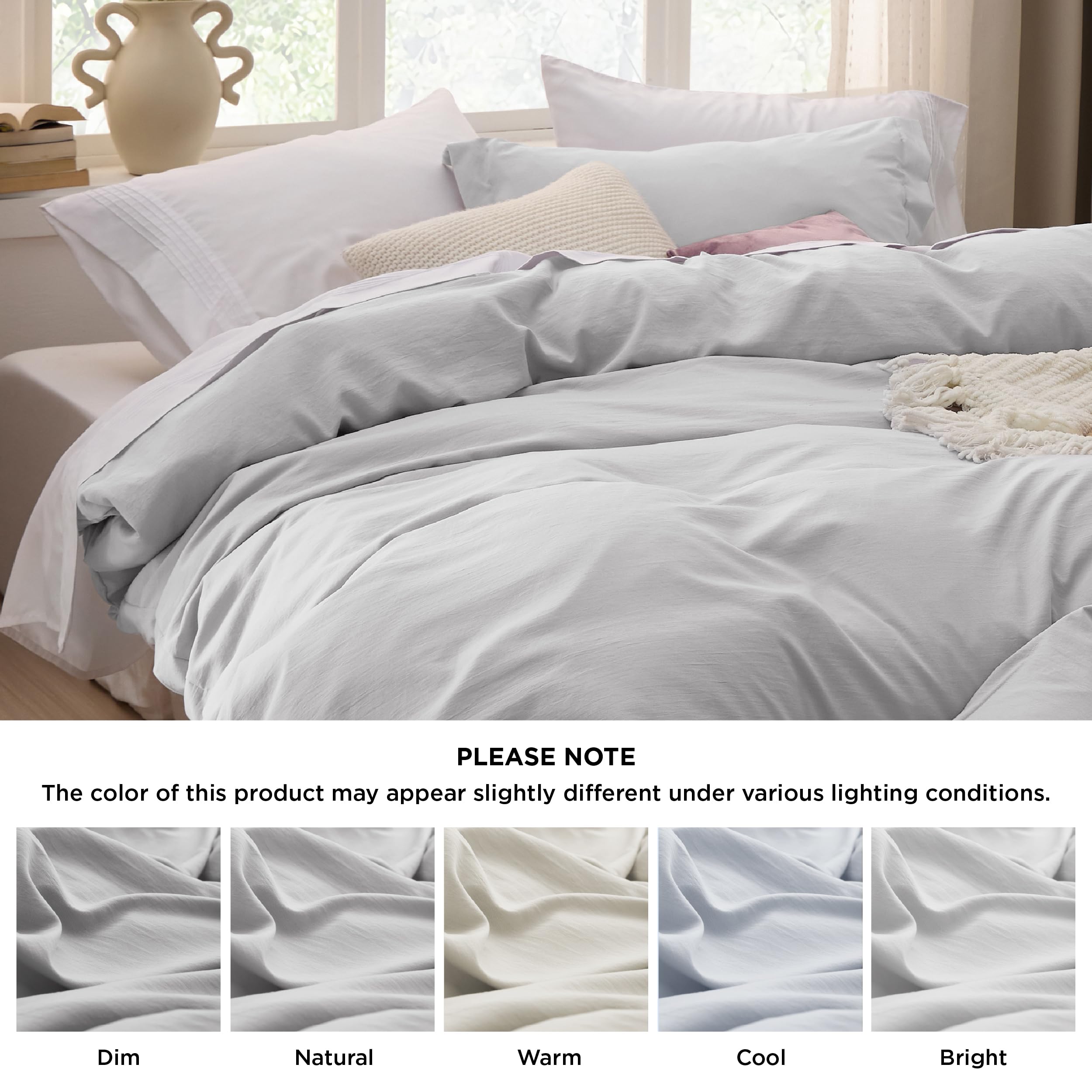 Bedsure White Duvet Cover Queen Size - Soft Prewashed Queen Duvet Cover Set, 3 Pieces, 1 Duvet Cover 90x90 Inches with Zipper Closure and 2 Pillow Shams, Comforter Not Included