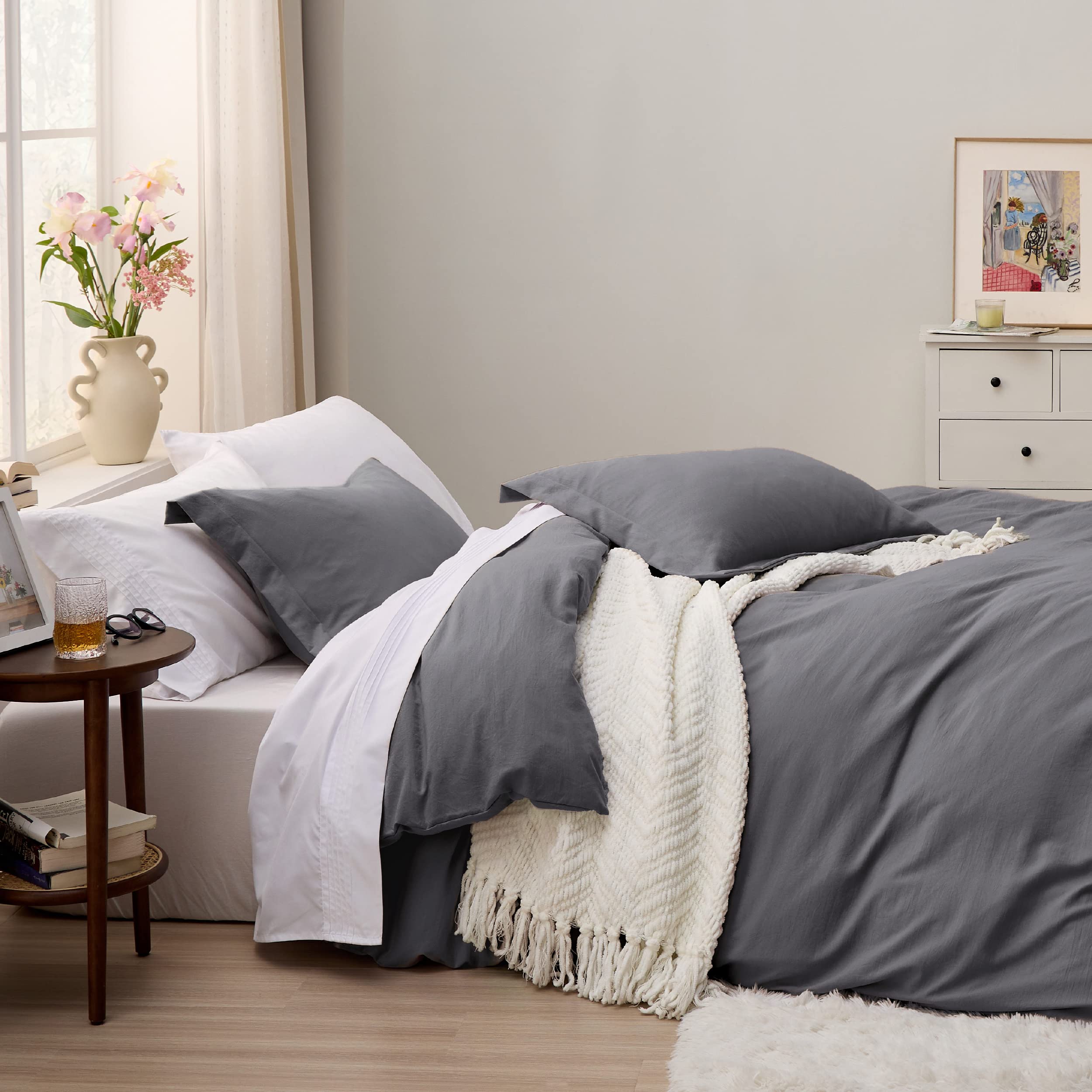 Bedsure White Duvet Cover Queen Size - Soft Prewashed Queen Duvet Cover Set, 3 Pieces, 1 Duvet Cover 90x90 Inches with Zipper Closure and 2 Pillow Shams, Comforter Not Included