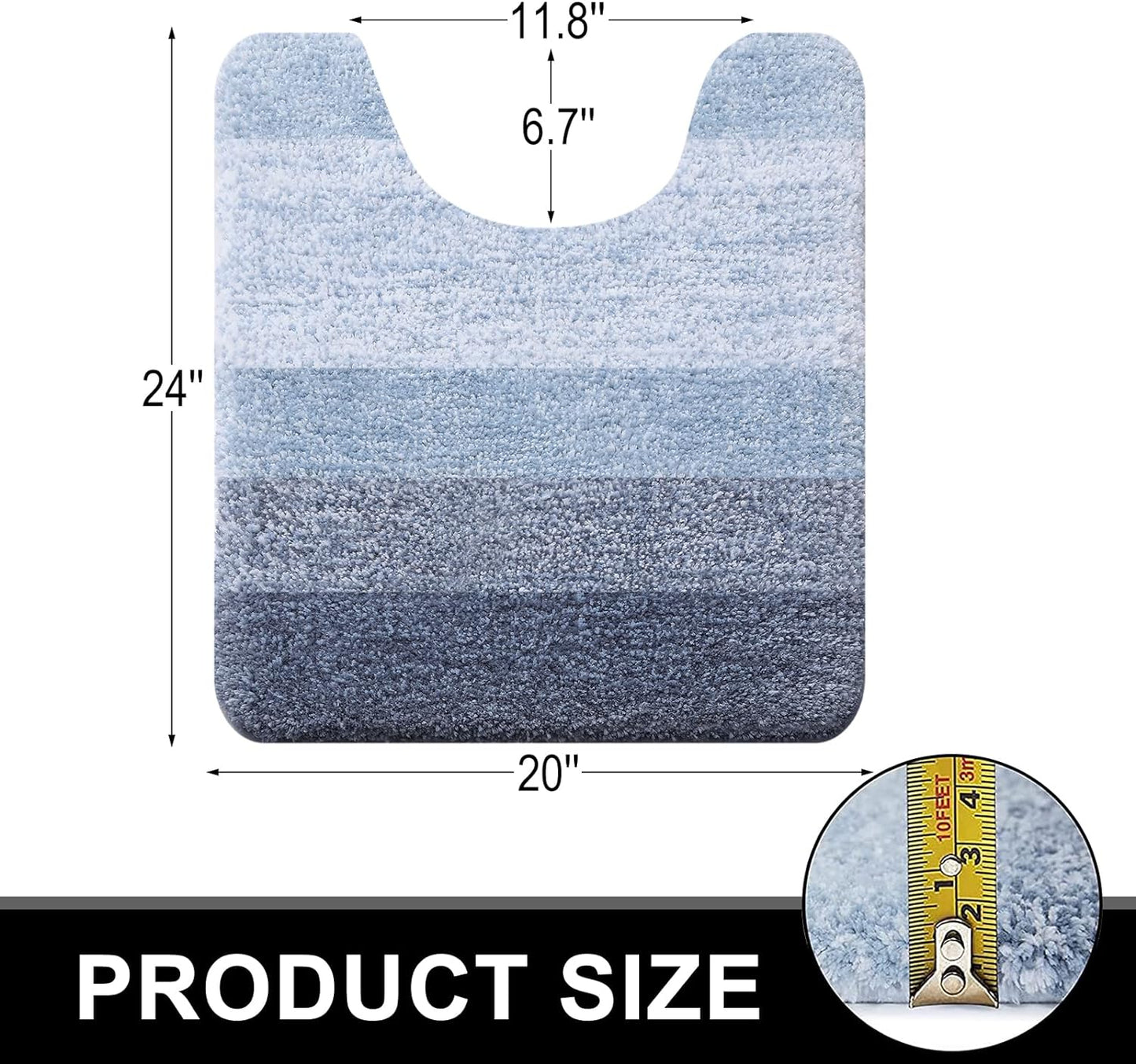 OLANLY Luxury Bathroom Rug Mat 36x24, Extra Soft and Absorbent Microfiber Bath Rugs, Non-Slip Plush Shaggy Bath Carpet, Machine Wash Dry, Bath Mats for Bathroom Floor, Tub and Shower, Blue