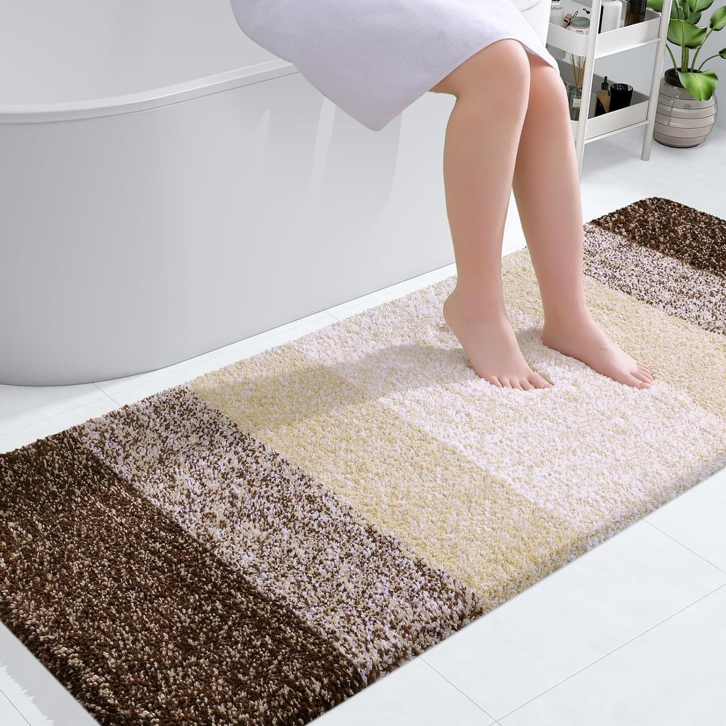 OLANLY Luxury Bathroom Rug Mat 36x24, Extra Soft and Absorbent Microfiber Bath Rugs, Non-Slip Plush Shaggy Bath Carpet, Machine Wash Dry, Bath Mats for Bathroom Floor, Tub and Shower, Blue