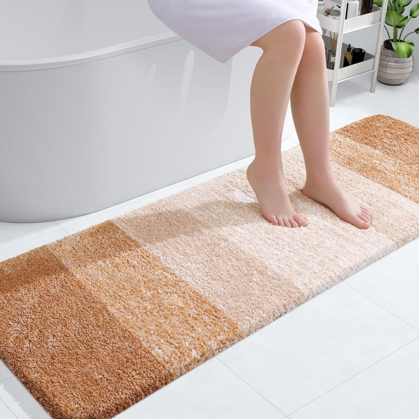 OLANLY Luxury Bathroom Rug Mat 36x24, Extra Soft and Absorbent Microfiber Bath Rugs, Non-Slip Plush Shaggy Bath Carpet, Machine Wash Dry, Bath Mats for Bathroom Floor, Tub and Shower, Blue