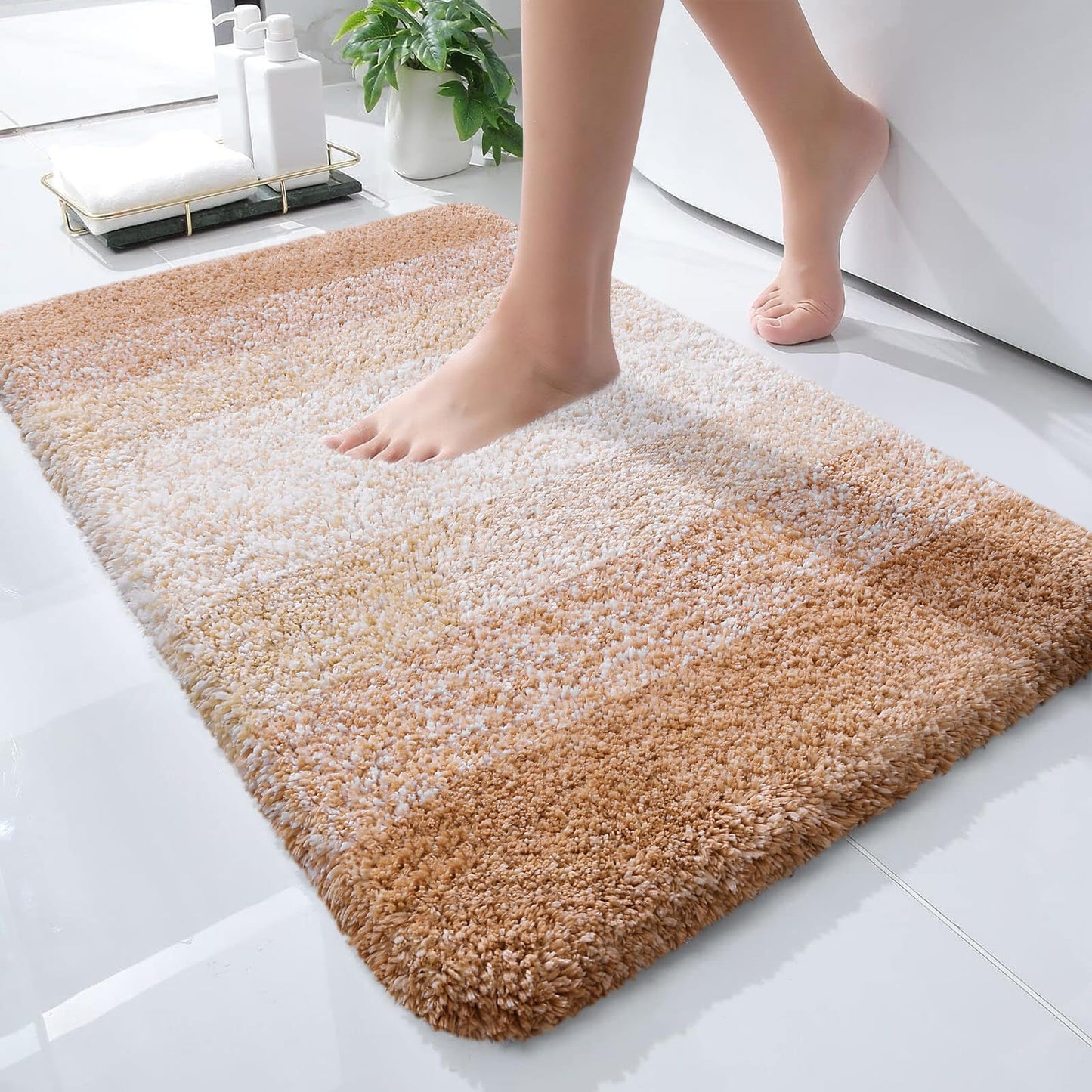 OLANLY Luxury Bathroom Rug Mat 36x24, Extra Soft and Absorbent Microfiber Bath Rugs, Non-Slip Plush Shaggy Bath Carpet, Machine Wash Dry, Bath Mats for Bathroom Floor, Tub and Shower, Blue