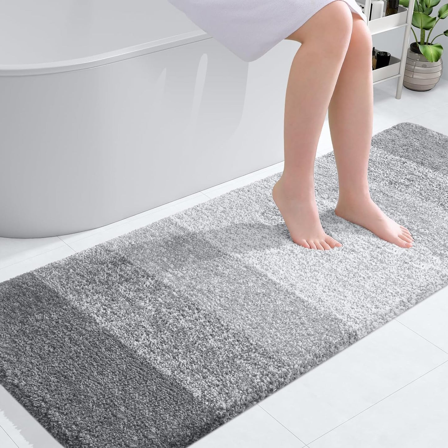 OLANLY Luxury Bathroom Rug Mat 36x24, Extra Soft and Absorbent Microfiber Bath Rugs, Non-Slip Plush Shaggy Bath Carpet, Machine Wash Dry, Bath Mats for Bathroom Floor, Tub and Shower, Blue