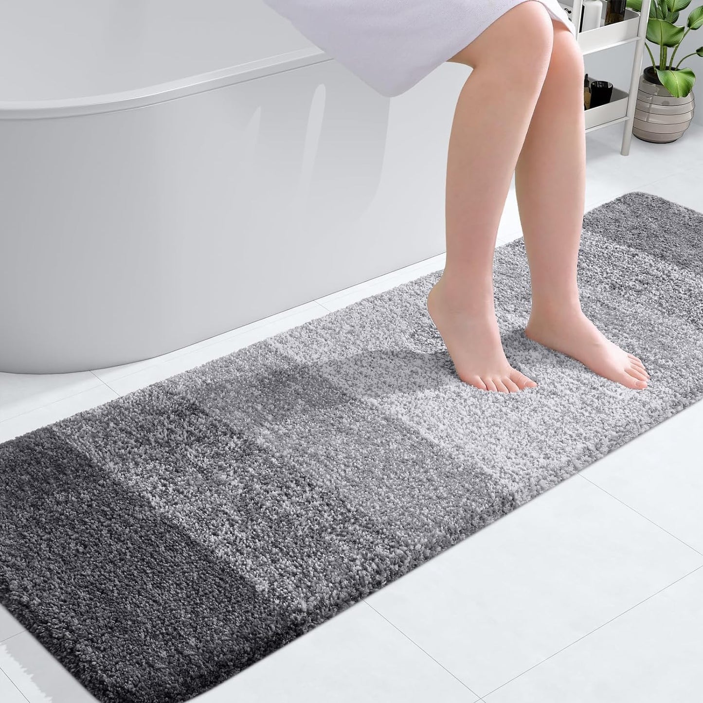 OLANLY Luxury Bathroom Rug Mat 36x24, Extra Soft and Absorbent Microfiber Bath Rugs, Non-Slip Plush Shaggy Bath Carpet, Machine Wash Dry, Bath Mats for Bathroom Floor, Tub and Shower, Blue