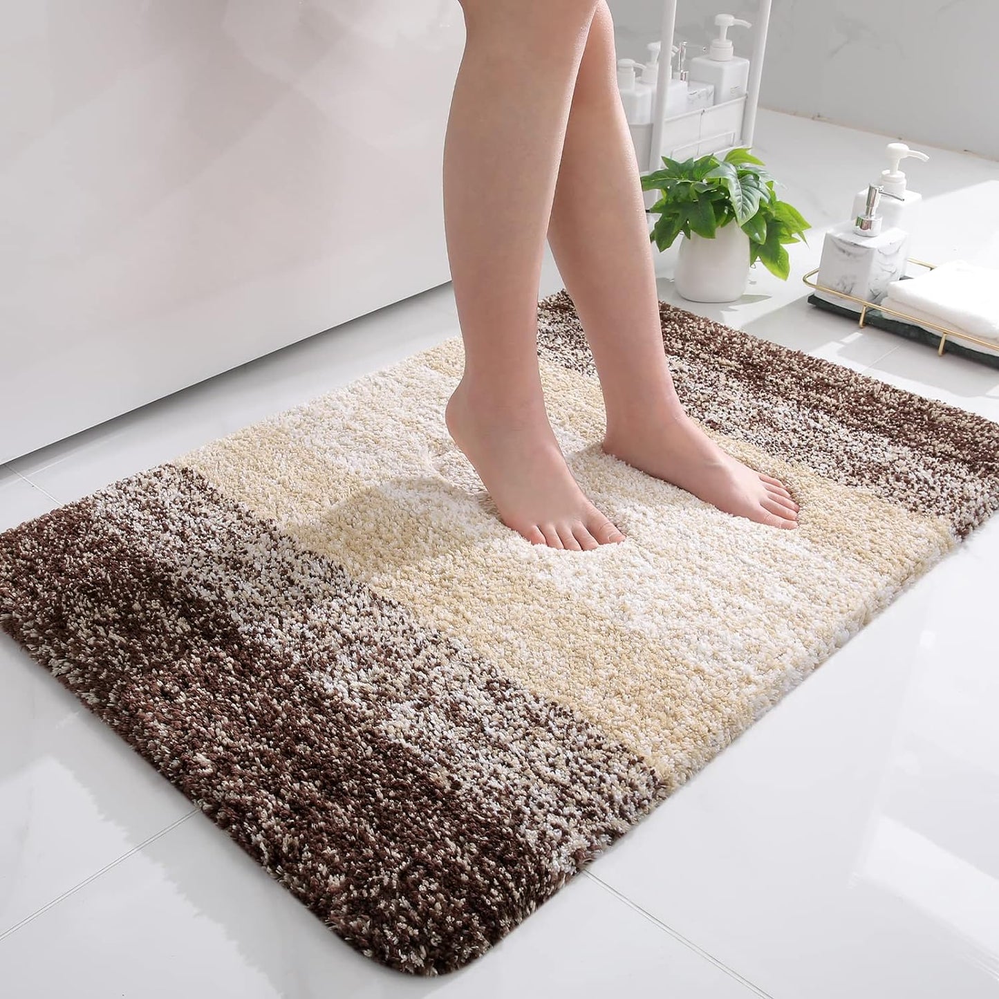 OLANLY Luxury Bathroom Rug Mat 36x24, Extra Soft and Absorbent Microfiber Bath Rugs, Non-Slip Plush Shaggy Bath Carpet, Machine Wash Dry, Bath Mats for Bathroom Floor, Tub and Shower, Blue