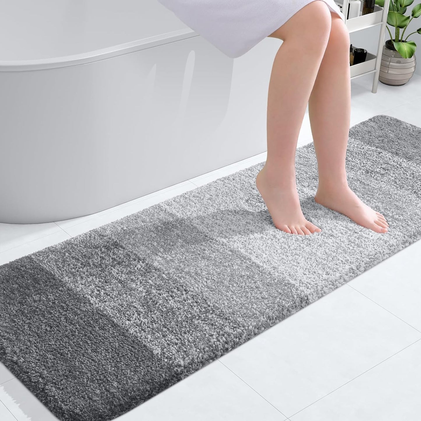 OLANLY Luxury Bathroom Rug Mat 36x24, Extra Soft and Absorbent Microfiber Bath Rugs, Non-Slip Plush Shaggy Bath Carpet, Machine Wash Dry, Bath Mats for Bathroom Floor, Tub and Shower, Blue