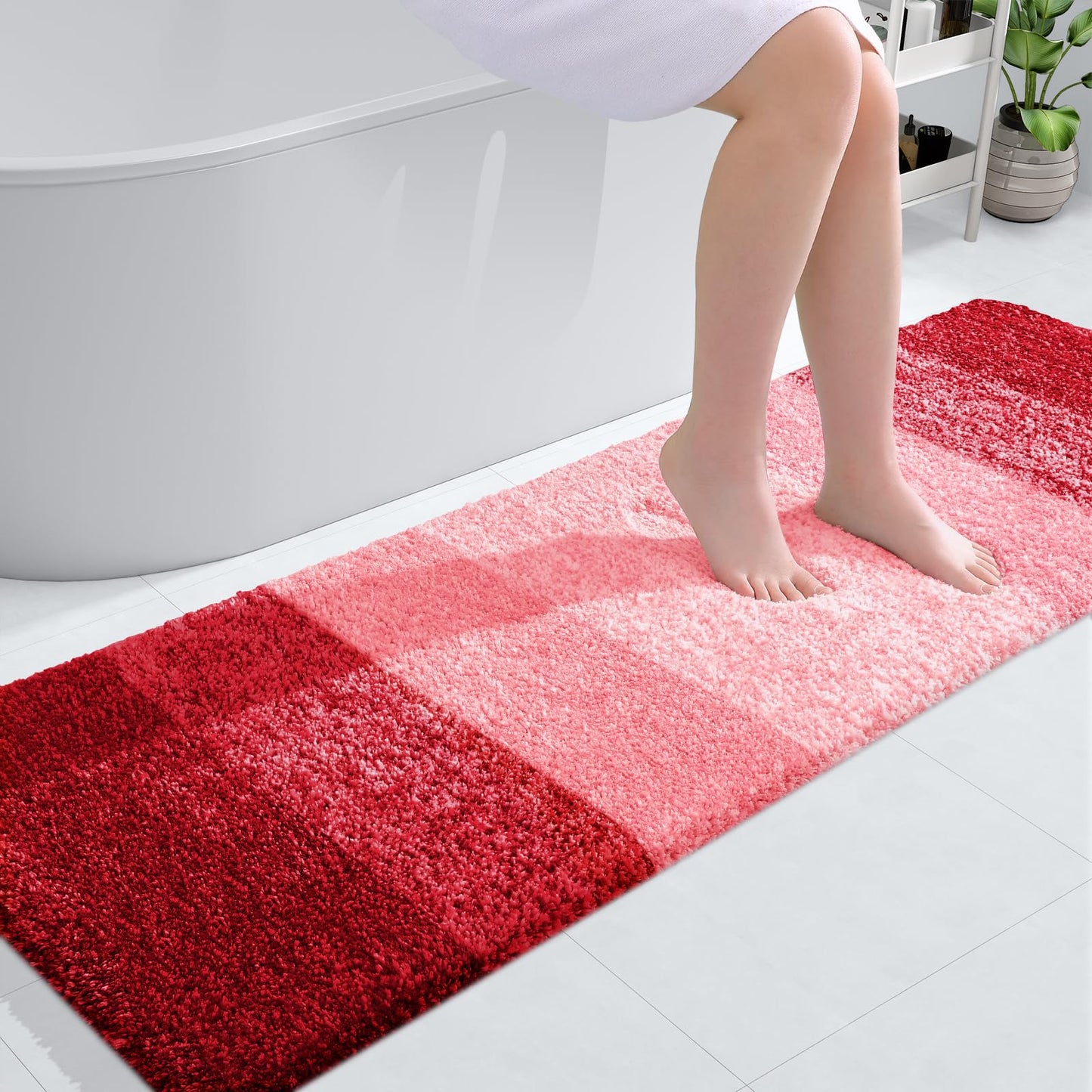 OLANLY Luxury Bathroom Rug Mat 36x24, Extra Soft and Absorbent Microfiber Bath Rugs, Non-Slip Plush Shaggy Bath Carpet, Machine Wash Dry, Bath Mats for Bathroom Floor, Tub and Shower, Blue