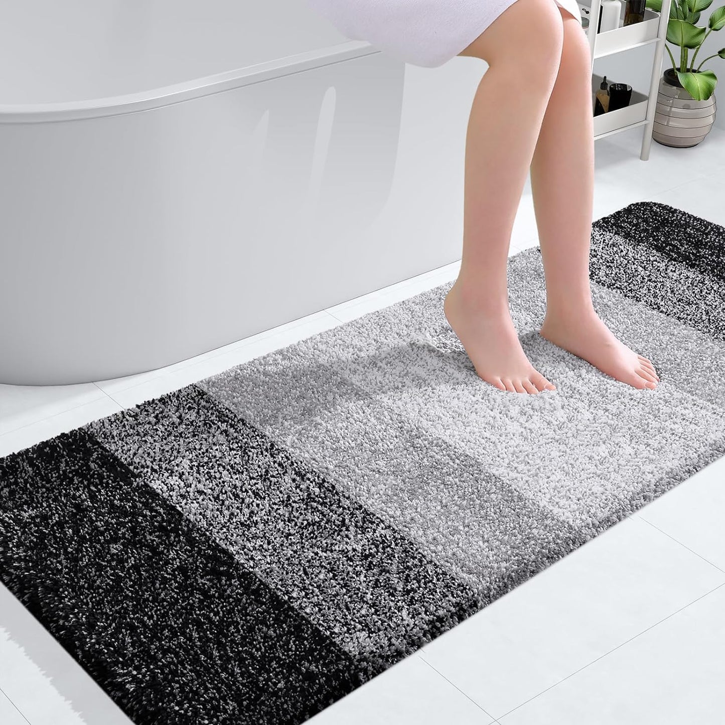 OLANLY Luxury Bathroom Rug Mat 36x24, Extra Soft and Absorbent Microfiber Bath Rugs, Non-Slip Plush Shaggy Bath Carpet, Machine Wash Dry, Bath Mats for Bathroom Floor, Tub and Shower, Blue