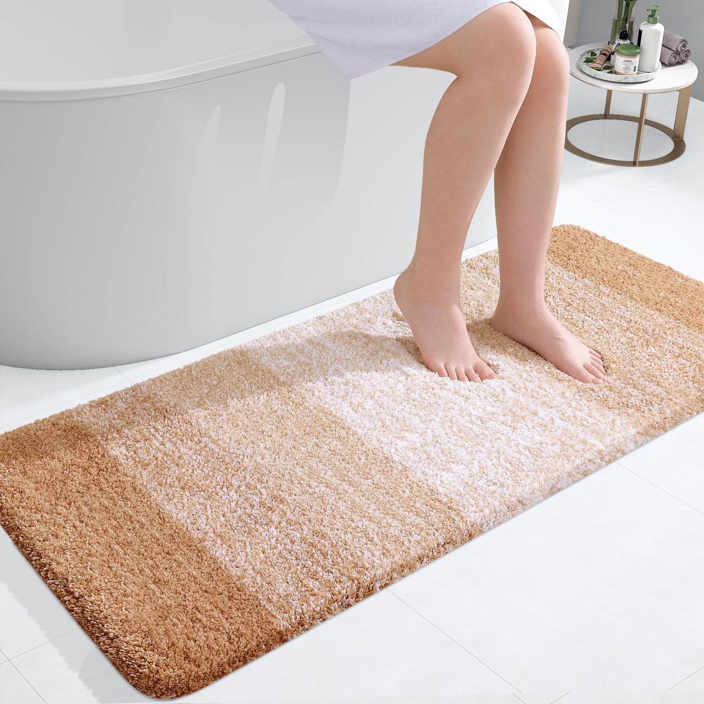 OLANLY Luxury Bathroom Rug Mat 36x24, Extra Soft and Absorbent Microfiber Bath Rugs, Non-Slip Plush Shaggy Bath Carpet, Machine Wash Dry, Bath Mats for Bathroom Floor, Tub and Shower, Blue