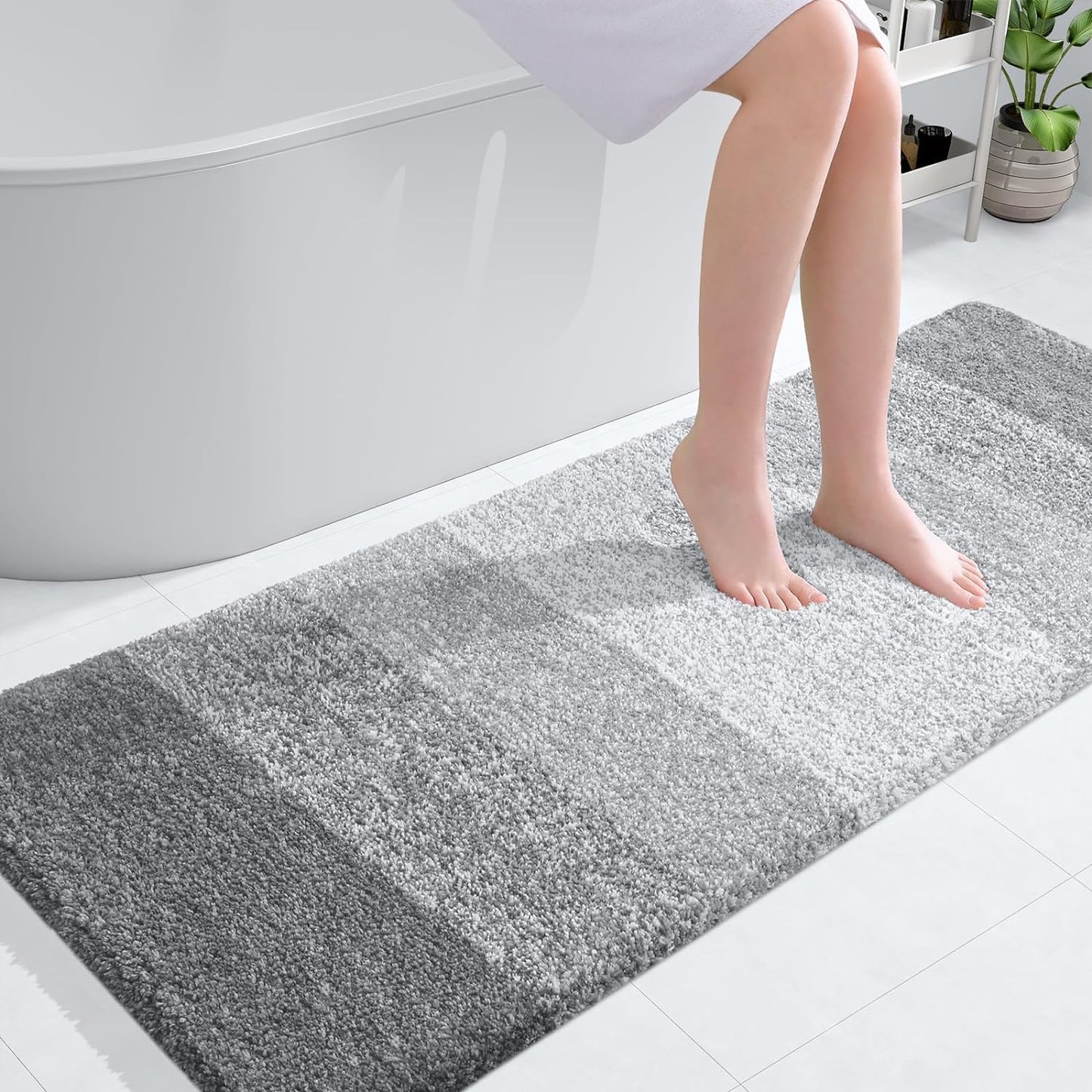 OLANLY Luxury Bathroom Rug Mat 36x24, Extra Soft and Absorbent Microfiber Bath Rugs, Non-Slip Plush Shaggy Bath Carpet, Machine Wash Dry, Bath Mats for Bathroom Floor, Tub and Shower, Blue