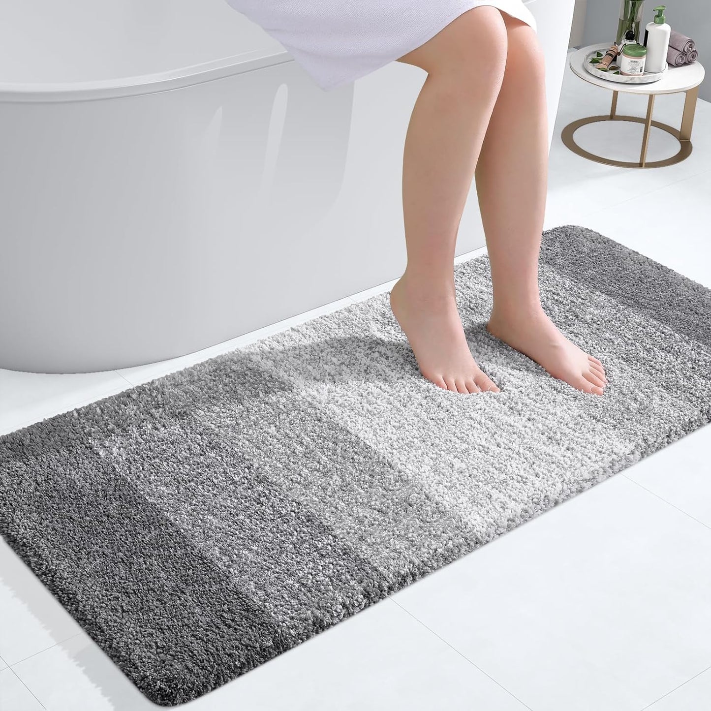 OLANLY Luxury Bathroom Rug Mat 36x24, Extra Soft and Absorbent Microfiber Bath Rugs, Non-Slip Plush Shaggy Bath Carpet, Machine Wash Dry, Bath Mats for Bathroom Floor, Tub and Shower, Blue