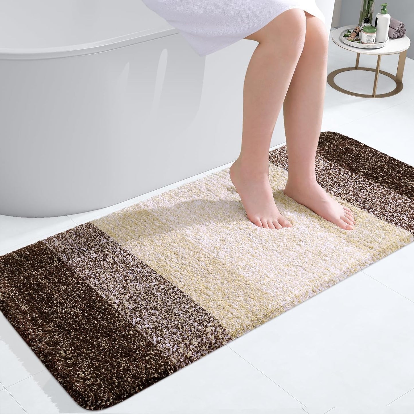 OLANLY Luxury Bathroom Rug Mat 36x24, Extra Soft and Absorbent Microfiber Bath Rugs, Non-Slip Plush Shaggy Bath Carpet, Machine Wash Dry, Bath Mats for Bathroom Floor, Tub and Shower, Blue