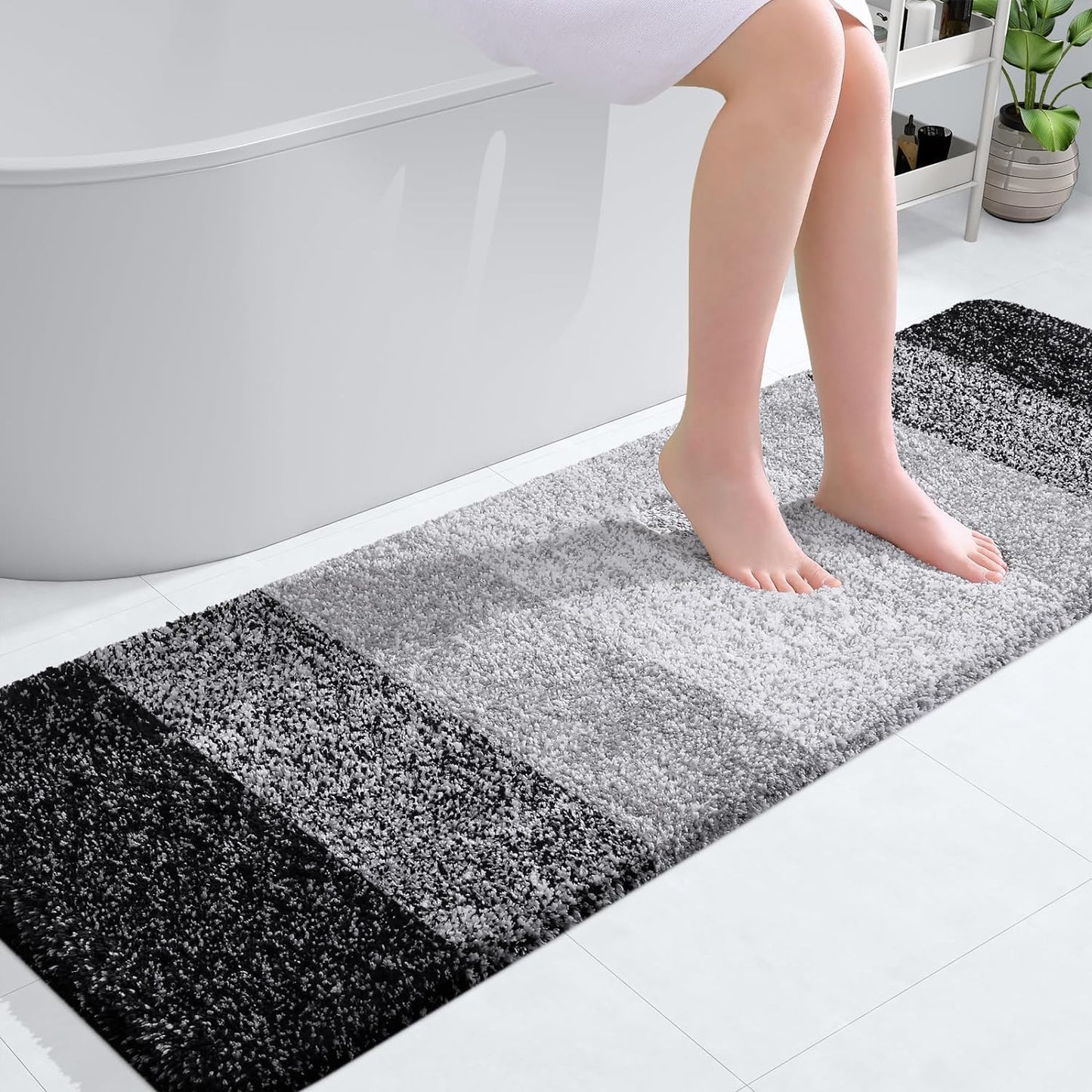 OLANLY Luxury Bathroom Rug Mat 36x24, Extra Soft and Absorbent Microfiber Bath Rugs, Non-Slip Plush Shaggy Bath Carpet, Machine Wash Dry, Bath Mats for Bathroom Floor, Tub and Shower, Blue