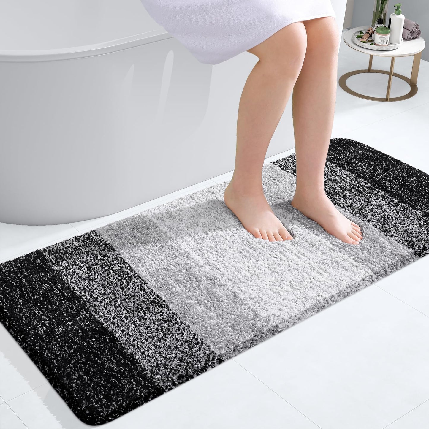 OLANLY Luxury Bathroom Rug Mat 36x24, Extra Soft and Absorbent Microfiber Bath Rugs, Non-Slip Plush Shaggy Bath Carpet, Machine Wash Dry, Bath Mats for Bathroom Floor, Tub and Shower, Blue