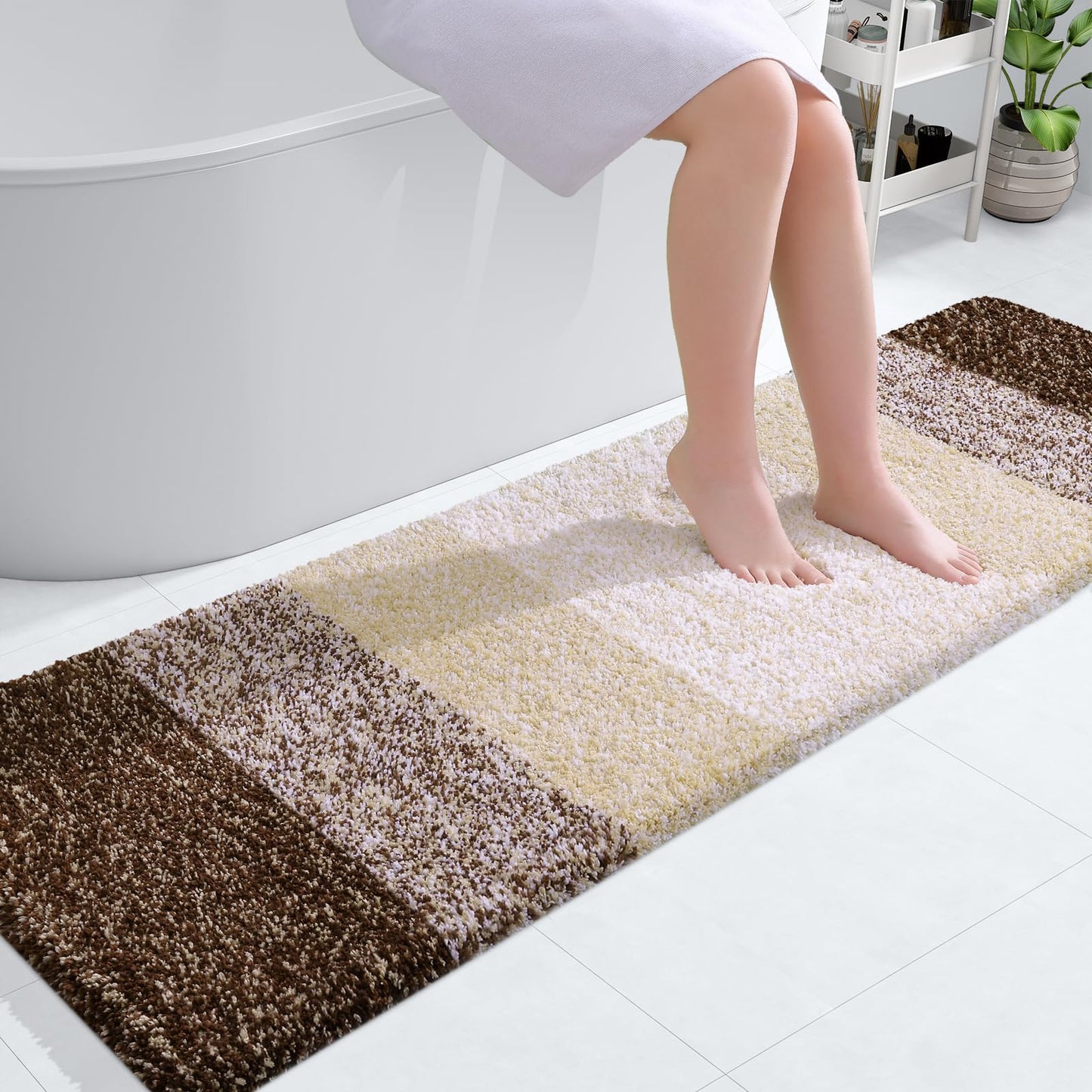 OLANLY Luxury Bathroom Rug Mat 36x24, Extra Soft and Absorbent Microfiber Bath Rugs, Non-Slip Plush Shaggy Bath Carpet, Machine Wash Dry, Bath Mats for Bathroom Floor, Tub and Shower, Blue